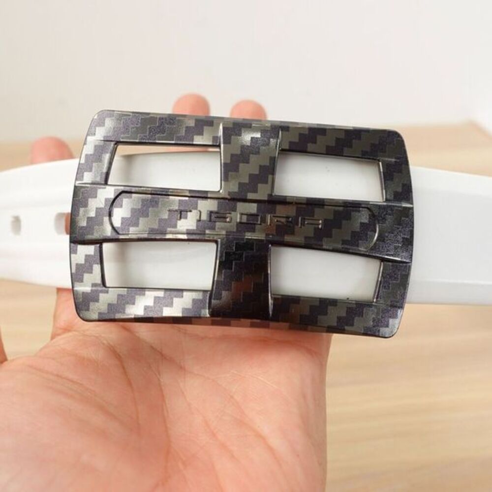 TIGORA Belt Mens 32 White Rubber Carbon Fiber‎ Buckle Belt Light Japanese JAPAN